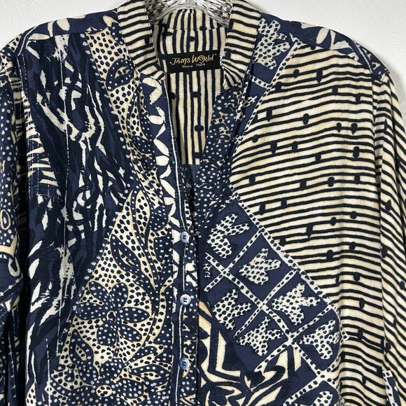 Vintage Jams World Tapa Print Pullover Rayon Tunic Top Sz S Batik Tropical Boho - Picture 14 of 16